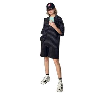 ชุดกีฬาฤดูร้อนสไตล์เกาหลีสำหรับผู้ชายชุดวอร์มผ้าฝ้ายขนาดใหญ่2ชิ้นเสื้อแจ็คเก็ตและกางเกงขาสั้นเสื้อผ้าลายทาง - Product Image 6