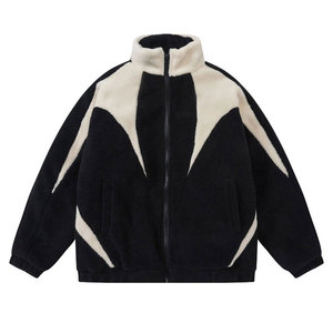 Wholesale Custom Solid <b>Sherpa</b> Canvas Breathable High Quality Comfortable Winter Coat <b>Men</b> Loose Fit Stand Collar Front Logo - Product Image 3