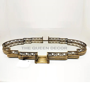 Antique Metal Serving Tray Handmade High Quality Light <b>Weight</b> Fancy Oval Shape Unique Table Top <b>Storage</b> Home Organization - Product Image 3