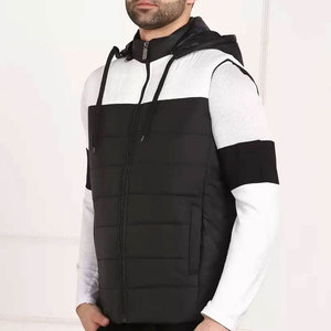 Chaqueta Acolchada para Hombre, Negra y Blanca, Impermeable, con Cuello Alto, Cierre de Cremallera, Cortavientos, Informal, para Invierno, Manga Larga - Product Image 3
