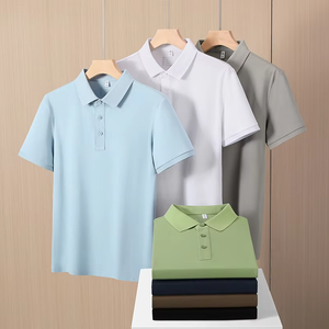 Camiseta Polo de Algodón Egipcio de Triple Capa, Estilo Años 80 |   Logotipo Bordado Personalizado |   Camisa de Manga Corta Informal de Negocios Ice Silk - Product Image 1