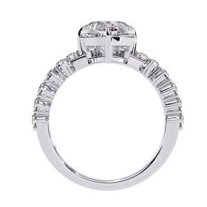 Bague élégante en or massif 14 carats avec diamant de laboratoire taille cœur 2 carats et pierres latérales rondes, bijou romantique sur mesure - Product Image 4