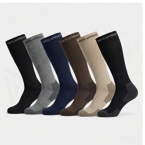 NORTH APPROACH Chaussettes hautes unies respirantes en coton et élasthanne pour adulte, usage quotidien décontracté, saison automne - Product Image 3