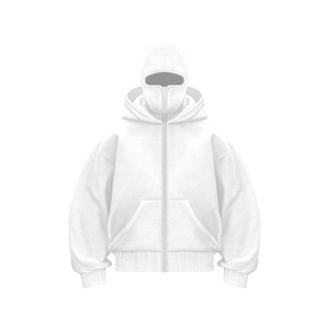 Sweat-shirt à capuche cagoule 100 % coton personnalisé pour homme, épais, coupe oversize, double capuche avec fermeture éclair et épaules tombantes - Product Image 1