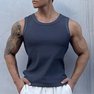 <b>Men's</b> <b>White</b> Cotton Sleeveless Tank Top O-Neck Knitted Solid Casual <b>Vest</b> - Product Image 4