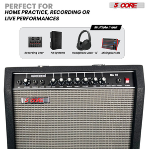Amplificador de Guitarra Estéreo Digital de 5 Canales y 50W con Altavoz Integrado de 8 Pulgadas, Entrada de Micrófono Portátil, Panel de Control, Construcción de Metal/Plástico - Product Image 4