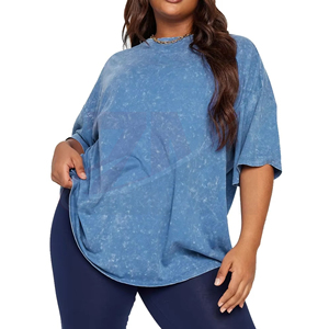 Camiseta de algodón sólido para mujer, cuello redondo, holgada, transpirable, material suave, informal, para verano, uso diario, top esencial de moda - Product Image 1