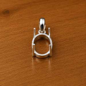 Base de Plata de Ley 925 Ovalada de 8x10mm para Colgante con Engaste de Garras, para DIY con Cabujón de Resina o Piedra, Semimontura de Joyería - Product Image 4