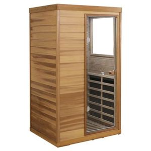 Mini Sauna interna per una persona in cedro rosso con porta in vetro a infrarossi sulla destra - Product Image 1
