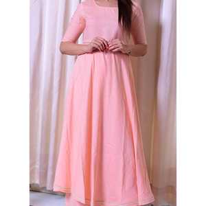 Ensemble de costume décontracté en crêpe pêche avec haut à manches trois-quarts, taille XS - Product Image 1