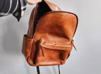 Sac à dos pour ordinateur portable en cuir véritable vintage de haute qualité avec logo personnalisé, fermeture éclair métallique, pour les écoliers, les filles, le travail, les voyages