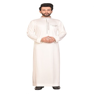 AL ARAB <b>Men's</b> Omani Embroidery <b>Thobe</b>/Thawb-Polyester Viscose Fabric Lightweight Breathable Eid Ready Middle Eastern Style - Product Image 3