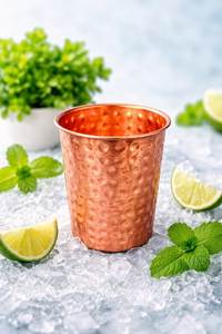 Copper Cups Hammered Finish Drinking Cup Set of 2 Kitchen Use Minimalist Design - Product Image 5