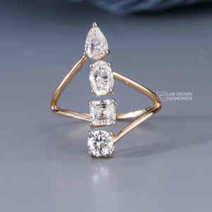 Luxury <b>Emerald</b> Cut Moissanite <b>Ring</b> for Women S925 Sterling <b>Silver</b> Wedding Engagement Jewelry with Oval Pear and Round Accents - Product Image 3