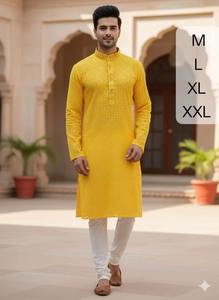 Ensemble Kurta Pyjama de Mariage pour Homme, Très Demandé, de Créateur, Tenue de Soirée Luxueuse et Confortable, Style Ethnique, Disponible à la Vente - Product Image 5