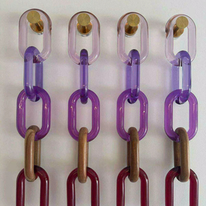 Grande chaîne en résine de style moderne, mélange de couleurs, punk, creuse, grosse et longue, décoration murale artisanale de haute qualité - Product Image 1