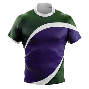 Camiseta de Rugby Sublimada Personalizada para Hombre, Color Verde, Morado y Blanco, Ropa Deportiva, Uniforme de Equipo, Camiseta Deportiva, Camiseta de Rugby - Product Image 5