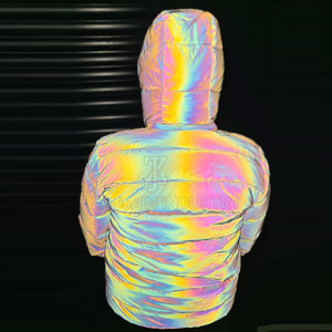 Rainbow <b>Reflective</b> <b>Jacket</b> Waterproof Style Outerwear With Colorful <b>Reflective</b> Effect For Cycling <b>Running</b> And Travel Activities - Product Image 6