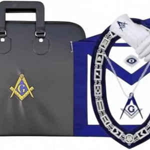 Ensemble de Regalia Maçonniques pour Maître Maçon de Loge Bleue : Tablier + Collier + Gants + Étui – Taille (18×16) - Product Image 1