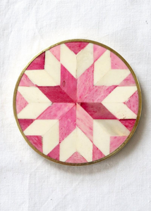 Handmade Bone Inlay Coasters - Chevron Pattern Resin & Bone Mosaic Tea Coffee Cup <b>Mat</b> Luxury Marble Look Boho Tableware for Home - Product Image 5