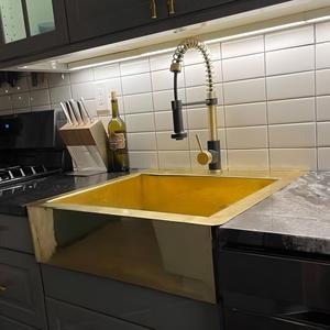Handmade Solid Brass Kitchen Sink Luxury Deep Single Bowl Modern <b>Basin</b> for Residential and Hotel Kitchens - Product Image 4