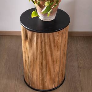 Vandana Crystal Frame Two-tone fluted <b>stool</b> in acacia <b>wood</b> with an oiled finish, Boogie style, <b>vintage</b> style - Product Image 3