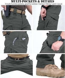 Pantalon cargo tactique gris foncé pour homme, taille haute, plusieurs poches, en toile, style vêtements de travail, séchage rapide, pantalon d'extérieur pour l'automne - Product Image 6