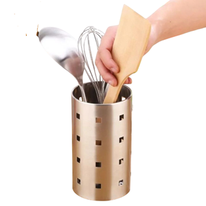 Modern Look Silver Finished Metal Cutlery Holder Kitchen Utensil Caddy With Stand Desk Organizer Storage <b>Box</b> For Home - Product Image 3