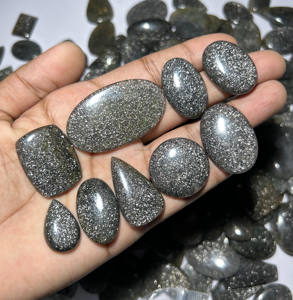 Haute qualité naturel noir pierre de soleil Cabochon Flatback pierre précieuse en vrac pour la fabrication de bijoux en gros pierre précieuse de soleil - Product Image 1