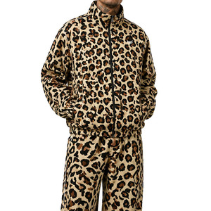 Y2K Custom <b>Men</b>’s Leopard Print Windbreaker Tracksuit Wholesale Retro Streetwear <b>Zip</b> Up <b>Jacket</b> Wide Leg Jogger Sets OEM Hoodies - Product Image 6