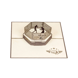 Carte de vœux 3D personnalisée avec thème MMA, carte de vœux 3D découpée au laser, faite à la main, avec enveloppe, carte de vœux sportive, carte pop-up artisanale - Product Image 2