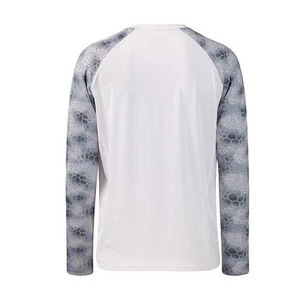 เสื้อตกปลาพิมพ์ลายแบบซับลิเมชั่น UPF 50 ป้องกันรังสียูวี เสื้อคลุมสีขาวลายเทา สำหรับใส่กลางแจ้ง - Product Image 2