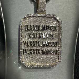 Joyería fina personalizada de lujo estilo hip hop, colgante con inicial de letra en plata 925 con incrustaciones de diamantes VVS Moissanite para hombre. - Product Image 3