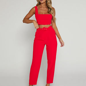 New Womens Workout Sets 2 Piece Gym Yoga Straight-leg Flare <b>Leggings</b> Sleeveless <b>Crop</b> Tank Top Solid Fleece - Product Image 4