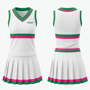 Uniformes de Animadoras para Niñas al por Mayor, Estampados por Transferencia Térmica, Top Corto y Pantalones Cortos, Servicio OEM - Product Image 3