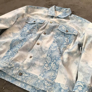 New Arrival Custom Printed Denim Jacket and Jeans Set Unisex Streetwear 100% Cotton 2 Piece Denim Plus Size Men's Sets - Product Image 3