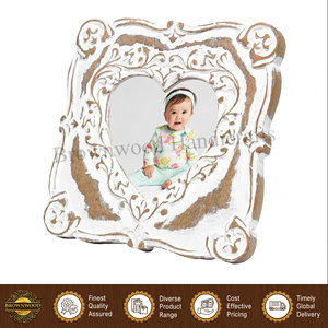 Made in India <b>White</b> Distress Finished 100% Natural Solid Mango Wood Photo <b>Frame</b>/ Wooden Picture <b>Frames</b> for Home Decor Use - Product Image 2