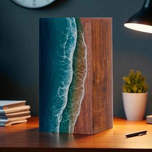 Ocean Wave Resin Cremation Urn Handcrafted Rosewood <b>Memorial</b> <b>Box</b> handmade creamation urn <b>box</b> - Product Image 5