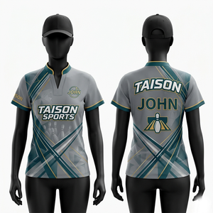Women <b>bowling</b> jersey high quality 175 GSM polyester fabric moisture wicking brown black angular heat sublimation custom logo - Product Image 2