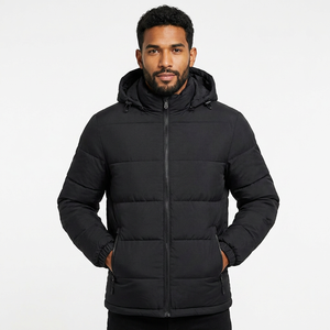 Unisex Winter Hooded <b>Jacket</b> Waterproof Breathable Solid Color Zipper Casual Style Polyester Wadding Long Front Regular Fit - Product Image 3