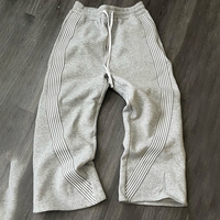 Pantalon de jogging personnalisé avec logo brodé, design rayé décontracté, coupe évasée et ample, en coton, style baggy