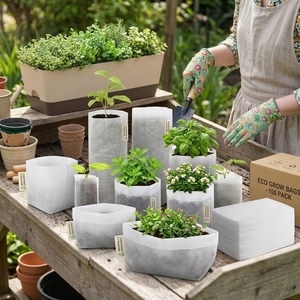 Breathable Felt Fabric Grow Bag 1 2 3 5 7 10 Gallon White Non Woven Nursery Bags Cocopeat Grow Bag for Coco Coir Garden - Product Image 3