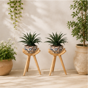 Modern Wood Plant Stand Handcrafted Solid Beech Wood Tripod Flower <b>Pot</b> <b>Holder</b> for Indoor Outdoor Home Office Decor - Product Image 2