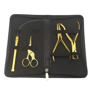 4 Pcs Kit Hair Extension Rings Beads Remover Gold Color Coated <b>Plier</b> Stainless Steel Hair Extension <b>Pliers</b> <b>Set</b> With Zipper Pouch - Product Image 4