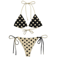 Ensemble de bikini jaune perlé personnalisé pour femme avec bretelles halter à nouer – Maillot de bain deux pièces élégant pour l'été