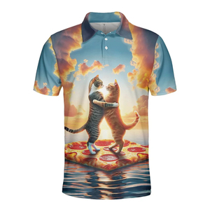 ACE Unisex Summer Hawaiian Style Breathable Cotton Shirt Full Print Cocktail Blue Turn-<b>down</b> Collar Short Sleeve Regular Fit - Product Image 3