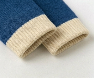 Chaussettes ras du cou pour femme, bleu marine et beige, tricotées, respirantes, couleur unie, usage quotidien, automne, longueur standard - Product Image 4