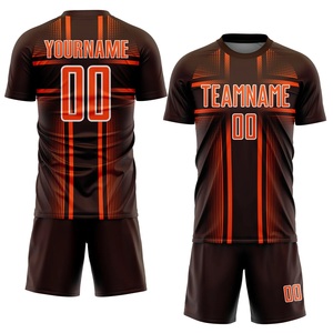ชุดเสื้อฟุตบอลแบบซับลิเมชั่นสีน้ำตาลส้มลายทาง ระบายเหงื่อได้ดี สำหรับผู้ใหญ่ แบบยูนิเซ็กซ์ คอกลม แขนสั้น - Product Image 1