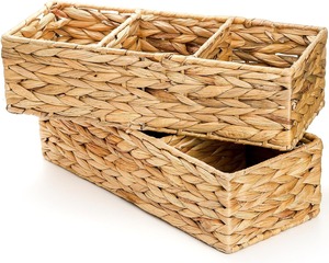 VGREENART Handwoven Water Hyacinth <b>Wicker</b> Modern Rectangular Laundry <b>Basket</b> <b>Storage</b> Bin Bathroom Kitchen Living Room - Product Image 2