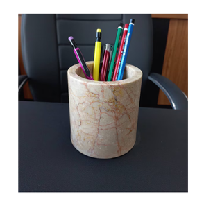 Good Quality <b>White</b> marble <b>Pen</b> Pencil holder Round Shape Office Promotional Gifted Crafts With Amazing price - Product Image 3